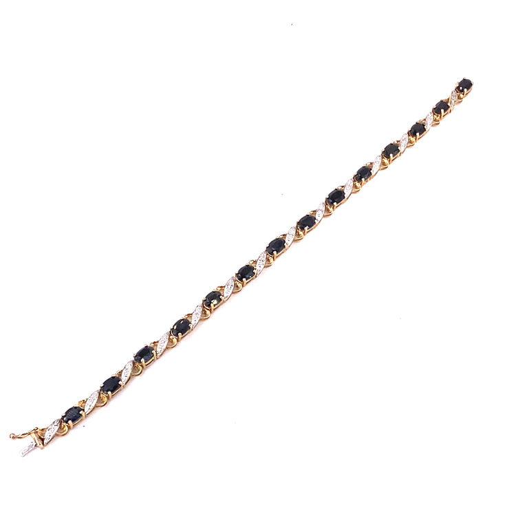 Women’s 9ct Yellow Gold Sapphire Bracelet - 9.5g