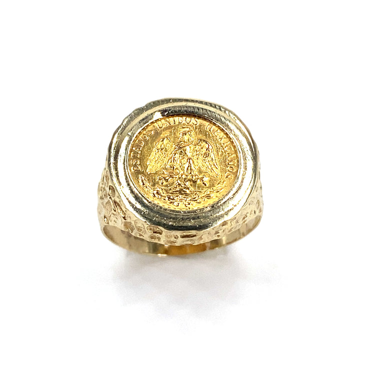 Men’s 9ct Yellow Gold ‘Dos Pesos’ Coin Ring - 4.6g 1945