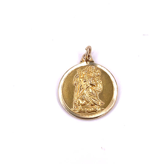 Unisex 9ct Yellow Gold St Christopher Pendant -2.8g