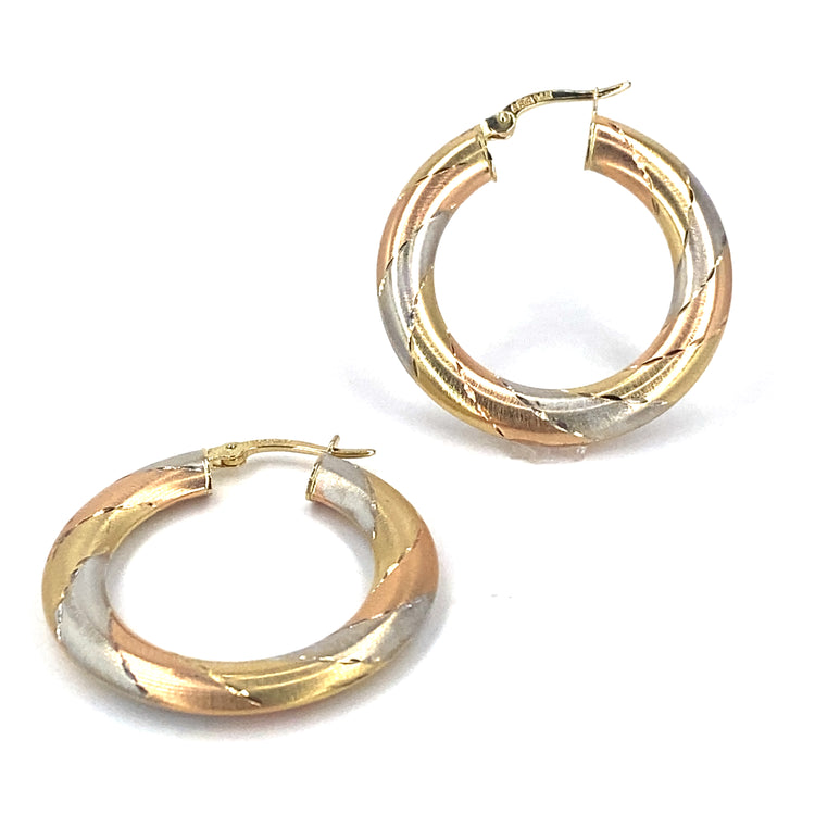 Women’s 14ct Yellow White Rose Gold Hoop Earrings