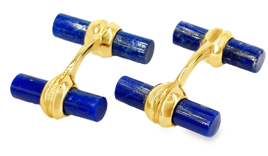Men’s 18ct Yellow Gold Lapis Lazuli Cufflinks - 10.8g