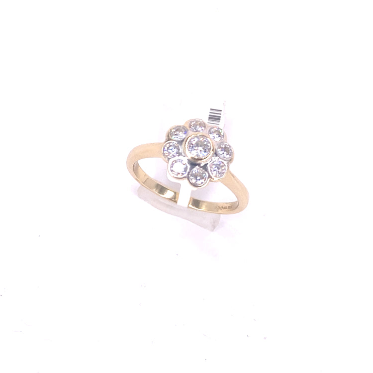 Women’s 9ct Yellow Gold CZ Cluster Ring- 3.3G