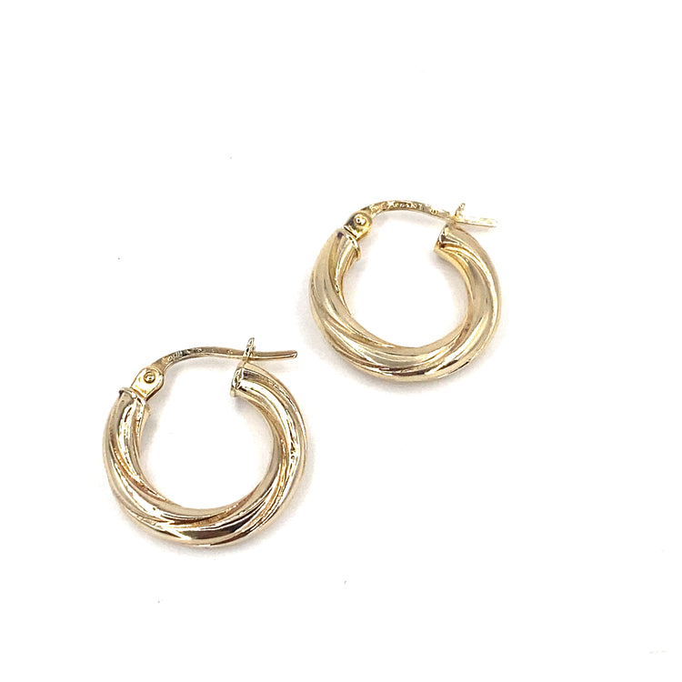 Women’s 9ct Yellow Gold polished finish twist hoops - 1.2g