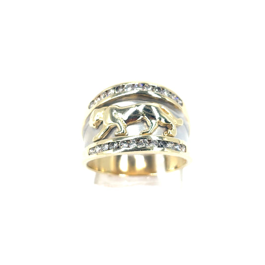 Men’s 9ct Yellow & White Gold Panther Ring - 0.50ct Diamond R