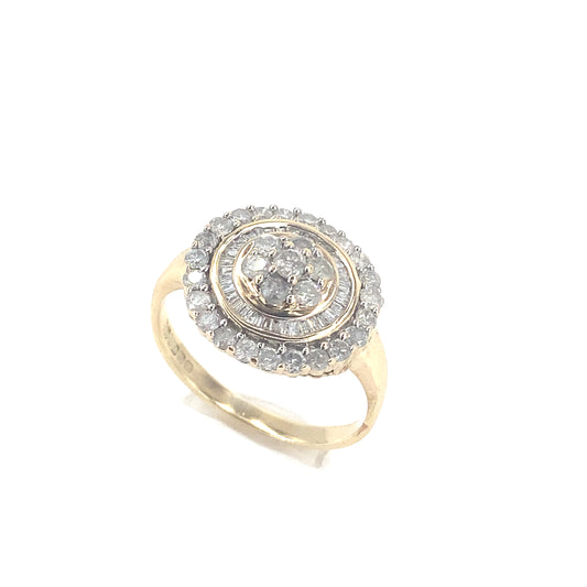 Women’s 9ct Yellow Gold Vintage Diamond Statement Ring -1.00ct