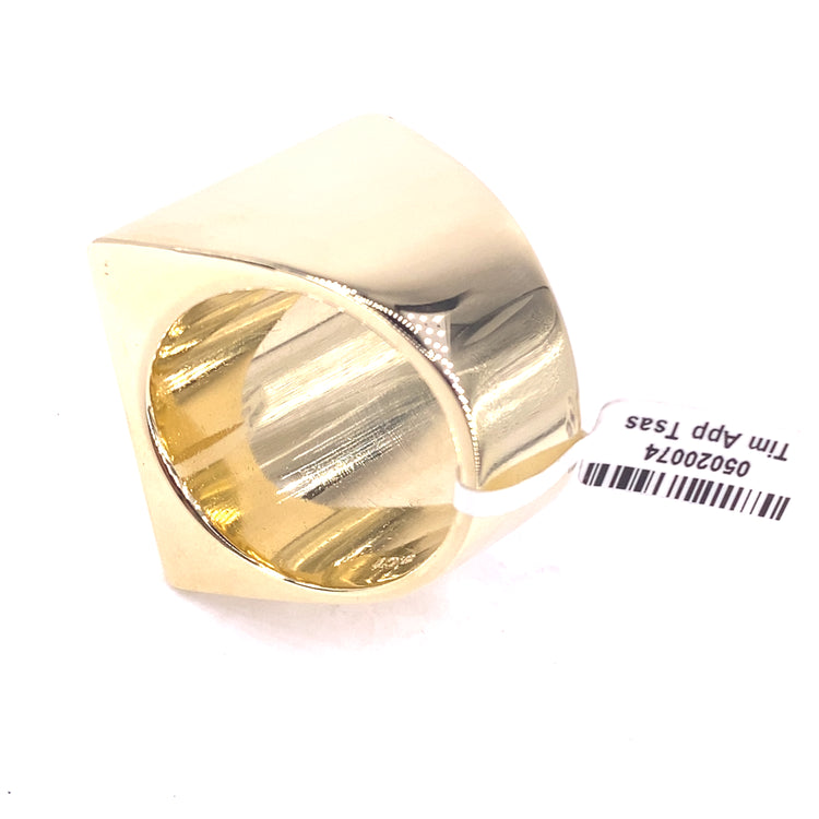 Mens 9ct Yellow Gold XL Pyramid Ring - 117.6g