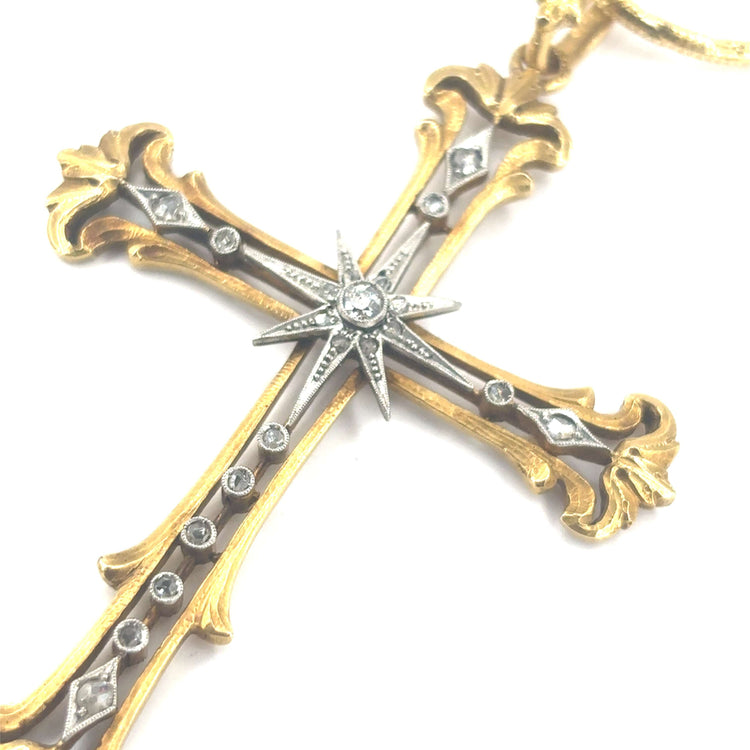 Women’s 18ct Natural Diamond Antique Cross