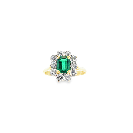 Women’s 18ct Yellow Gold Emerald Diamond Cocktail Ring - 1.50ct