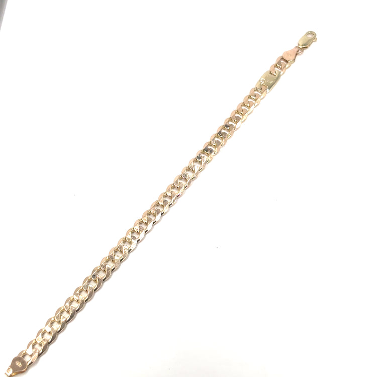 Men’s 9ct Yellow Gold Curb Bracelet - 15.8g 0.05ct Diamond