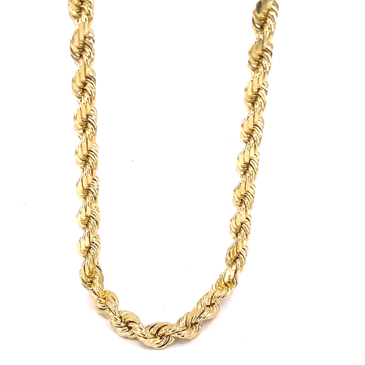 Men’s 9ct Yellow Gold Solid Rope Chain - 121g