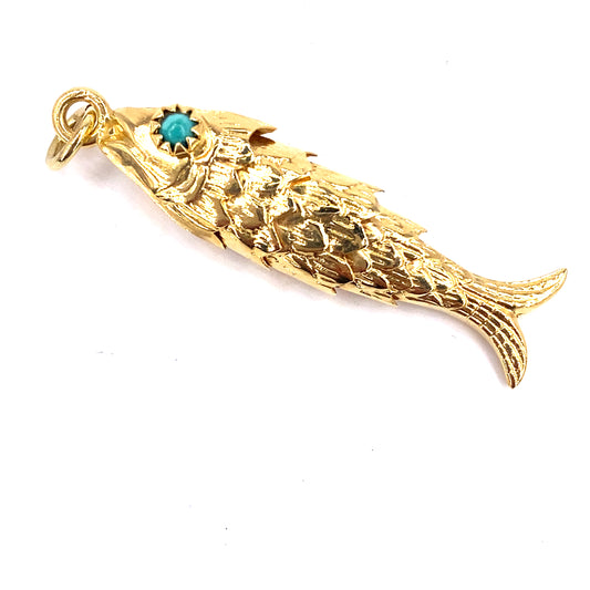 Unisex 9ct Yellow Gold Fish Pendant