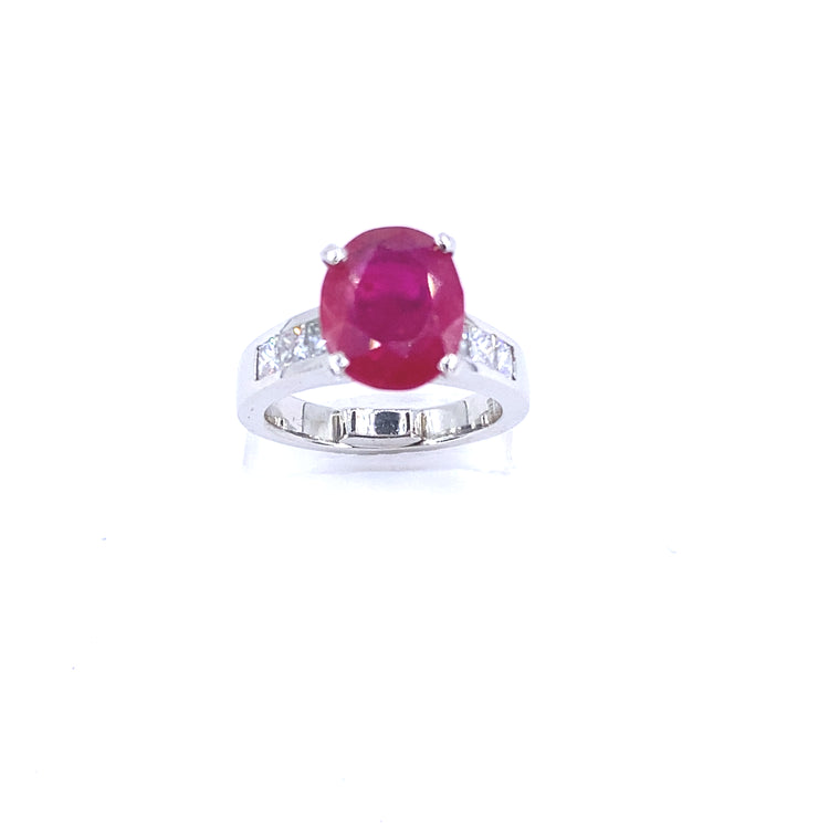 Women’s 18ct White Gold Diamond 4ct Ruby Cocktail Ring - 1.00ct Diamond