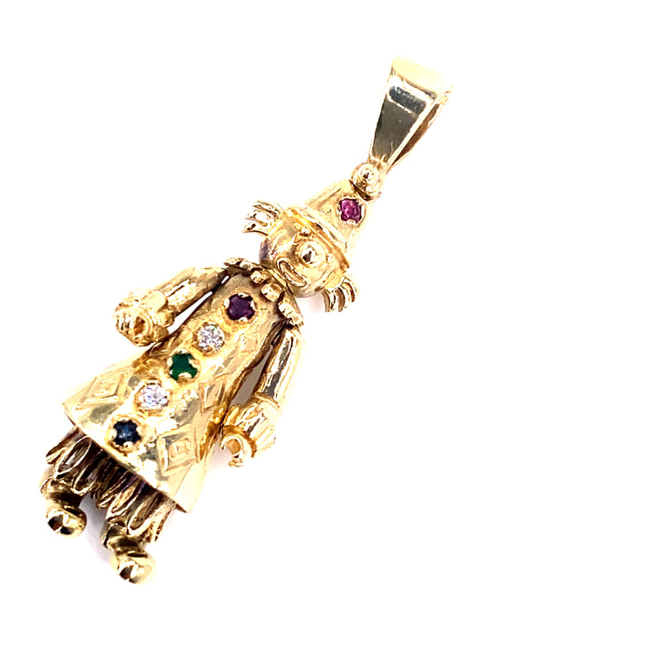 Women’s 9ct Yellow Gold Articulated Clown Pendant - 6.4g