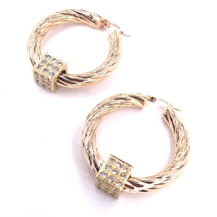 Women’s 9ct Yellow Gold Dice Hoops - 12.6g