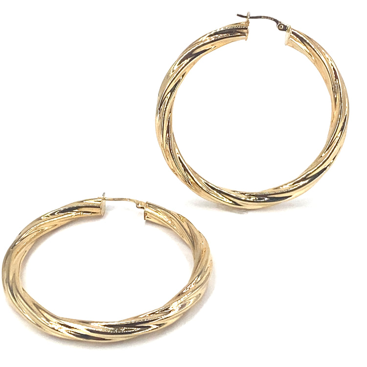 Women’s 9ct Yellow Gold Twist Hoops - Large