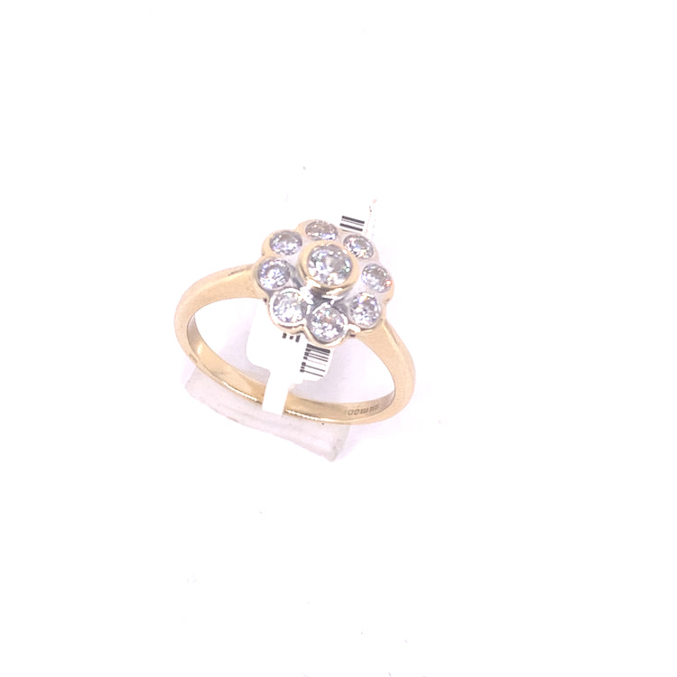 Women’s 9ct Yellow Gold CZ Cluster Ring- 3.3G