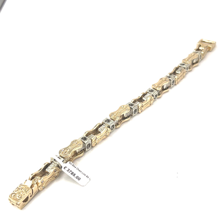 Men’s 9ct Yellow Gold Bike Link Bracelet - 84g 10”