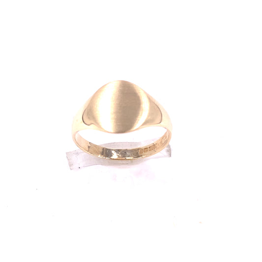 Mens 9ct Yellow Gold Signet Ring - 2.9g