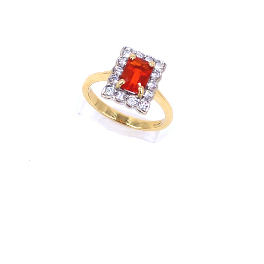 Womens 18ct Yellow Gold Fire Opal Cocktail Ring - 0.30ct