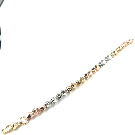 Men’s 9ct Yellow Rose White Gold Pyramid Bracelet-32g