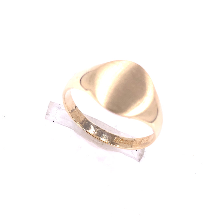 Mens 9ct Yellow Gold Signet Ring - 2.9g