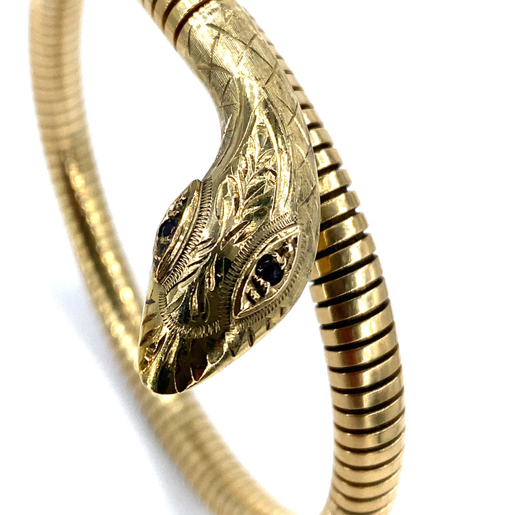 Women’s 9ct Yellow Gold Vintage Snake Bangle - 24.8g