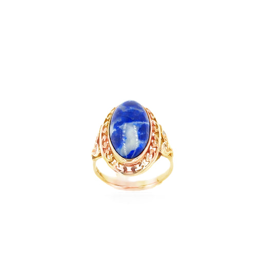Women’s 9ct Yellow Gold Cabochon Sodalite Ring - 6g T 1/2