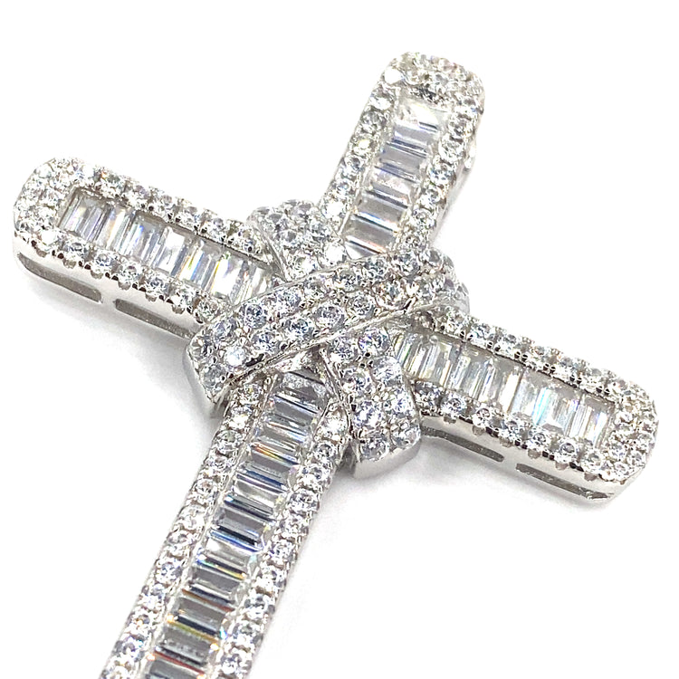 Women’s 925 Sterling Silver Cross Pendant - CZ Set Medium