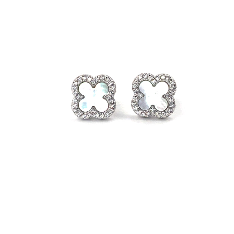 Women’s 925 Sterling Silver Mother Of Pearl ‘Bloom’ Studs - Cz Set