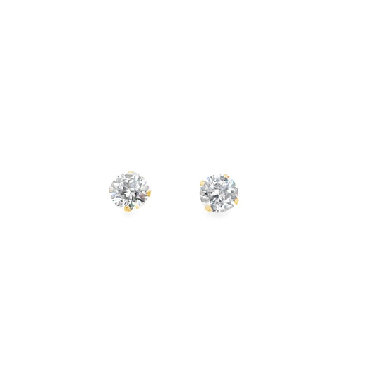 Women’s 9ct Yellow Gold Cz Soltaire Studs -6mm 1g