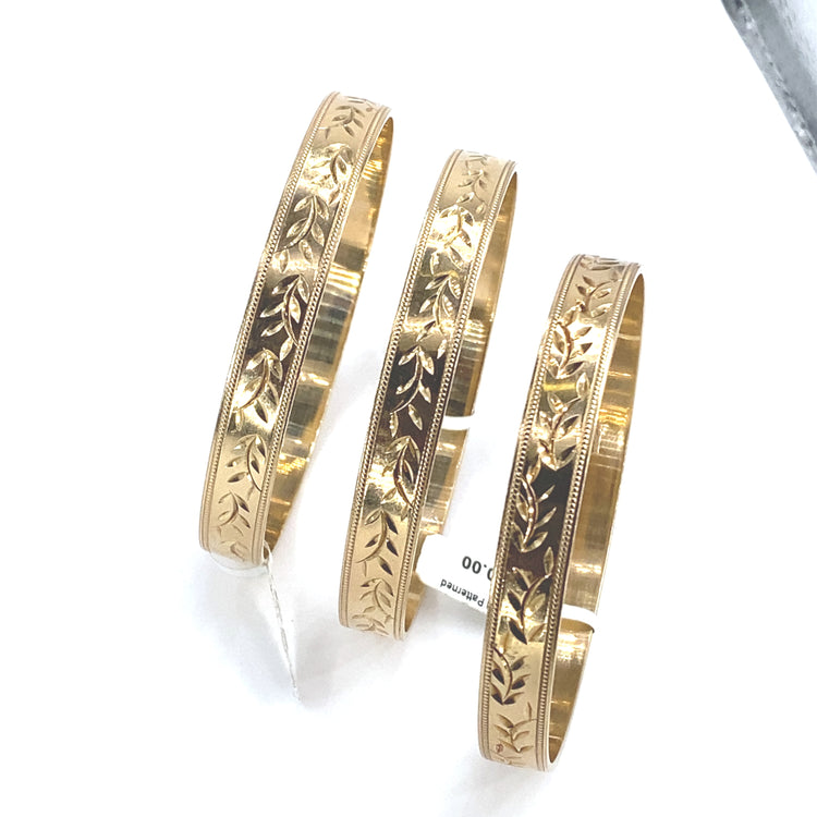 Women’s 9ct Yellow Gold Engraved Single  Bangle