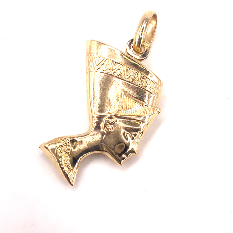 Unisex 9ct Yellow a gold Hollow Nefertiti Head Pendant - 1.9g