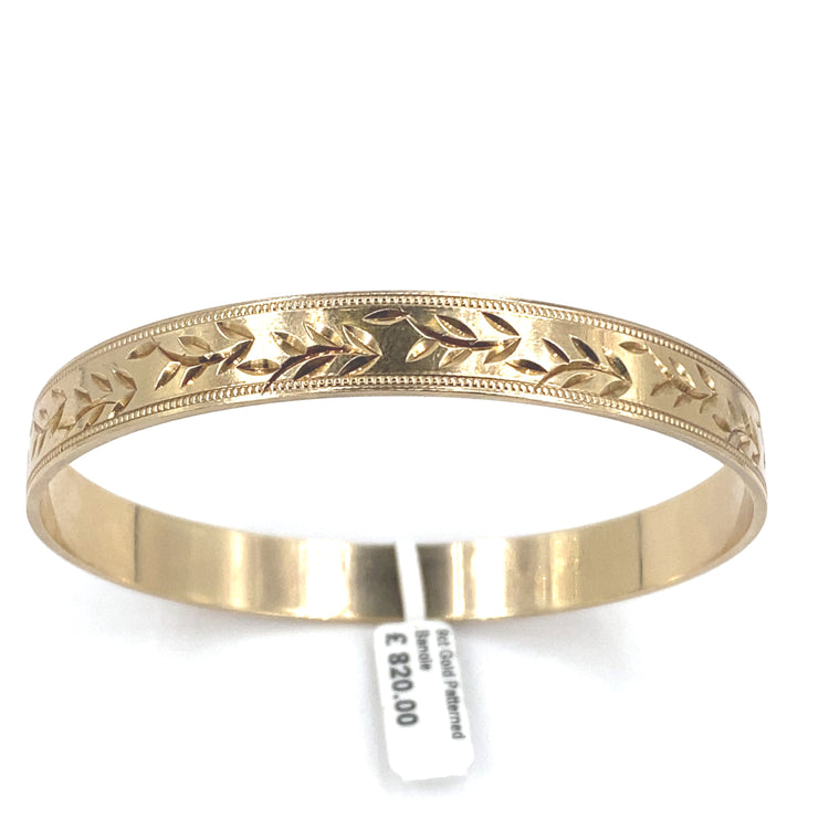 Women’s 9ct Yellow Gold Engraved Single  Bangle