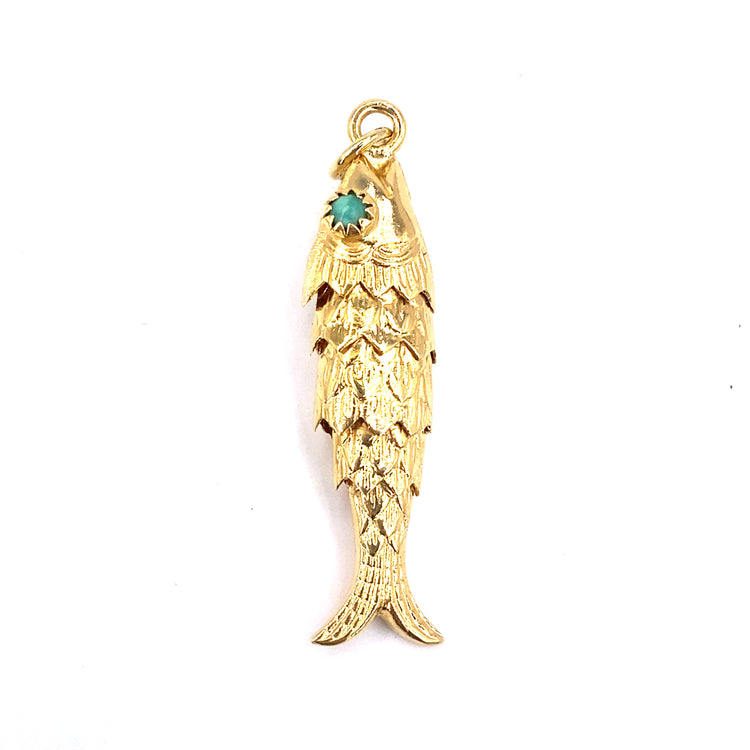 Unisex 9ct Yellow Gold Fish Pendant