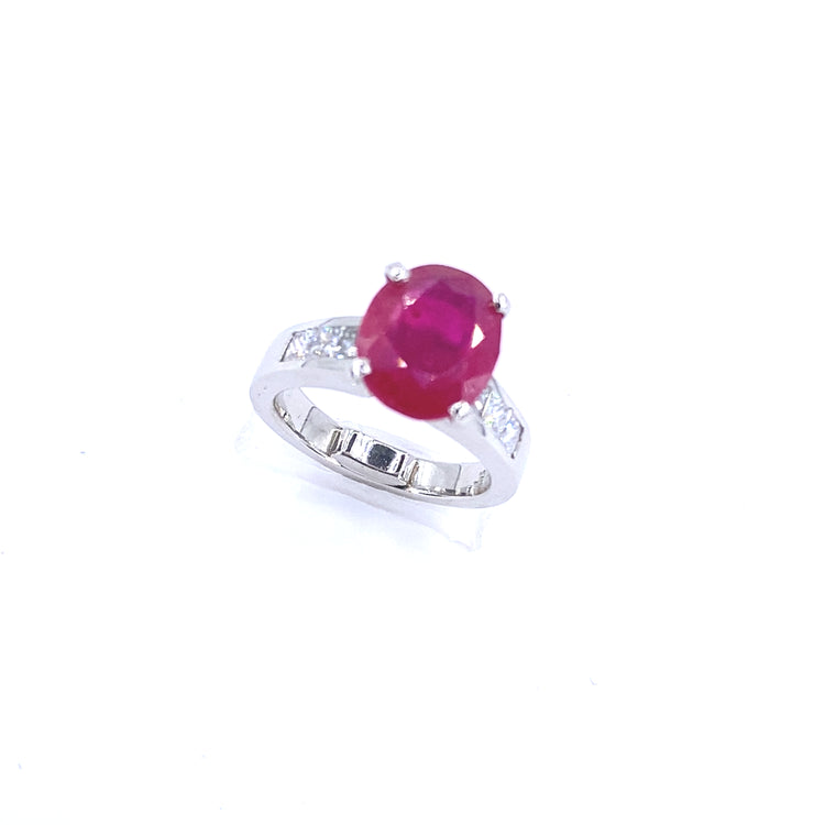 Women’s 18ct White Gold Diamond 4ct Ruby Cocktail Ring - 1.00ct Diamond