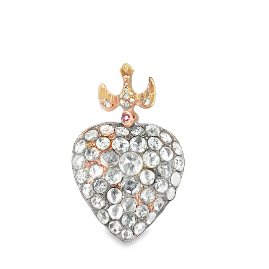 Women’s 15ct Rose Gold Miners Cut Diamond Heart Pendant - 5cts 15g