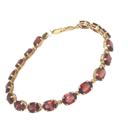 Women’s 14ct Yellow Gold Garnet Bracelet -7.6g