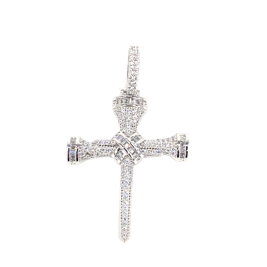 Women’s 925 Silver Cross Pendant - CZ Set Medium