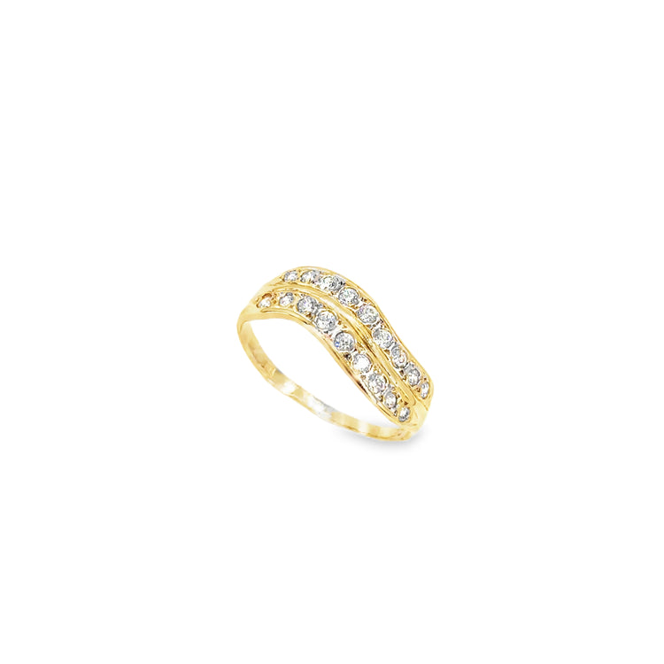 Women’s 9ct Yellow Gold Wave Cz Ring - 1.7g Size M
