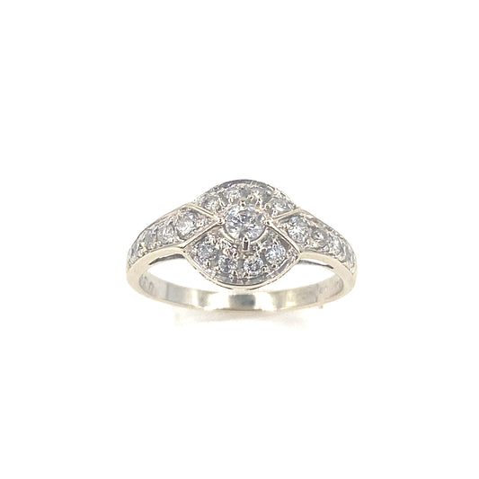 Women’s 9ct White Gold Art Deco Style Vintage Diamond Ring-0.50ct