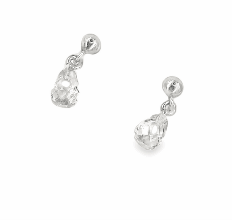 Women’s 9ct White Gold Cz Drop Studs -1g