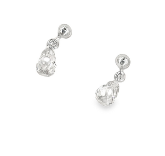 Women’s 9ct White Gold Cz Drop Studs -1g