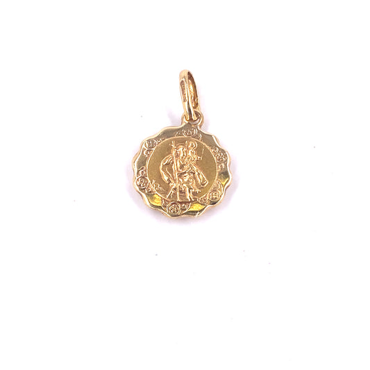 Unisex 9ct Yellow Gold St Christopher Pendant - 0.7g