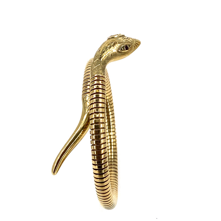 Women’s 9ct Yellow Gold Vintage Snake Bangle - 24.8g