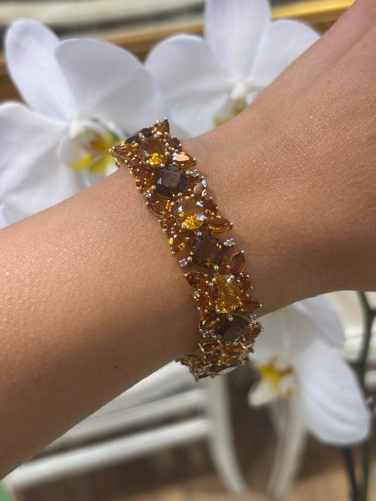 Women’s 9ct Yellow Gold Gemstone Bracelet - Citrine & Whisky Quartz