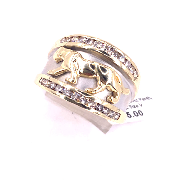 Men’s 9ct Yellow Gold Diamond Panther Ring - 0.50ct 11.6g Size V