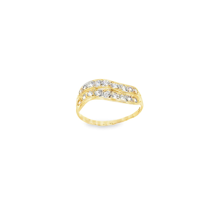 Women’s 9ct Yellow Gold Wave Cz Ring - 1.7g Size M