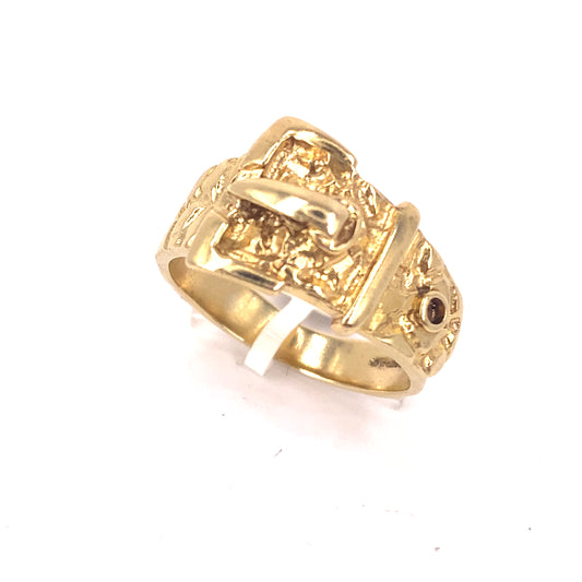 Men’s 9ct Yellow Gold Buckle Ring - 7.2g Size V