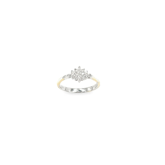 Women’s 9ct White Gold Diamond Cluster Ring - 2.7g 0.10ct Size L
