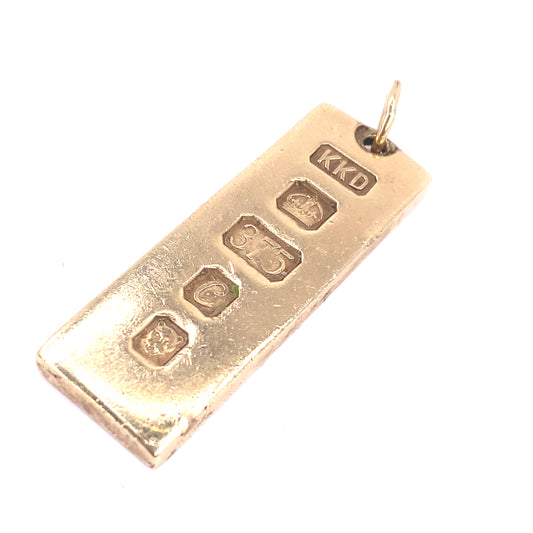 Unisex 9ct Yellow Gold Ingot Pendant - 28.8g